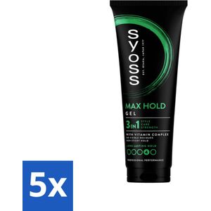 5 x Syoss - Max Hold - Haargel - Maximale Hold - 250 ml - Haar Fixatie - Haargel - Max Hold - Styling Gel - Haar Verzorging