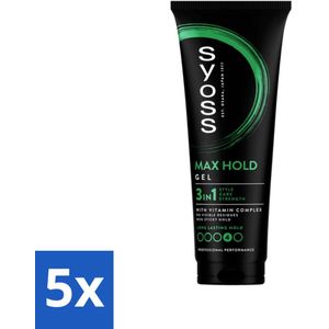 5 x Syoss - Max Hold - Haargel - Maximale Hold - 250 ml - Haarproducten - Haarverzorging - Haarfixatie - Langdurige Styling - Professionele Styling