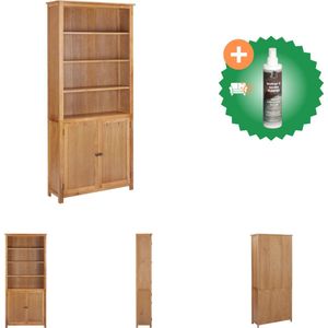 vidaXL Boekenkast met 2 deuren 90x30x200 cm massief eikenhout - Kast - Inclusief Reiniger