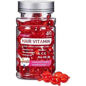 LANBENA Vitamine Haar Serum Olie - Vitamines A C E & Pro Vit. B5 / 40 stuks Capsules / Zonder uitspoelen Met Argan Macadamia Avocado-oliën / Hydraterende Versterkende Haarolie & Conditionerend voor Alle Haartypes / Geurversterker met Arganolie