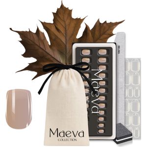 Maeva Collection Soft Gel Nagelset – Herbruikbare Press-On Nails – All-in-One Set – Chrome bruine - korte vierkante nagels – Luxe & Comfortabele Pasvorm