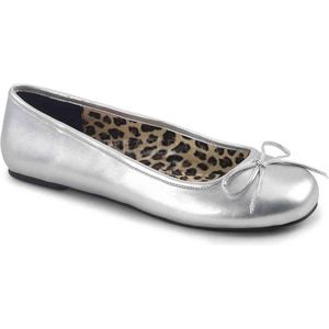 EU 42,5 = US 12 | ANNA-01 | Ballet Flat W/ Bow Accent. Silver