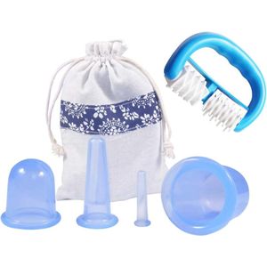 Siliconen Massage Cup Set voor Anti Cellulite Therapie met Roller voor Lichaam en Gezicht