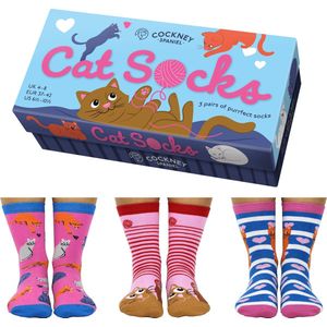 Cockney Spaniel - Kat Sokken Cat Socks - Dames - 3 paar - maat 37-42 - geschenkdoos