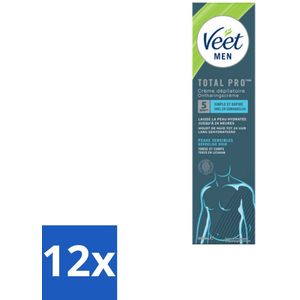 12 x Veet Men - Ontharingscrème - Gevoelige Huid - Milde Formule - 200 ml - Ontharingscrème - Mannen - Gevoelige Huid - Ontharen - Gladde Huid