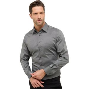 Eterna overhemd print grijs katoen normale fit