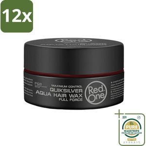 Red One Aqua Hair Wax Quicksilver 150 ml - Voordeelverpakking - 12 stuks - Sterke hold - Glans