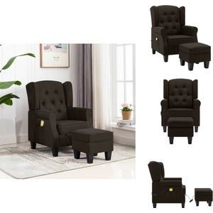 vidaXL Massagestoel - Massagestoelen - Zitstoel - Zitstoelen - Massagestoel met voetenbankje stof donkerbruin