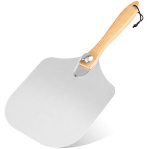 Pizzaschep RVS - Met Acaciahouten Handvat - Ook voor Brood - Vaatwasmachinebestendig - Multifunctioneel Bakgereedschap - Voor Pizza Bakkers - Zilver/Hout - 1 stuk