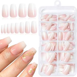 Allecto Plus - 144 stuks Ombre Press on Nails Medium Coffin Kunstnagels voor Nagels - Ombre - Korte Acrylnagels - Press ons Kunst Nagel - Nepnagels - Kunstmatige Vingernagels
