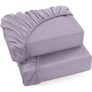 Set van 2 Hoeslakens 140 x 200 cm - Lavendel - Geborsteld Microvezel - 35 cm Diepte Zak