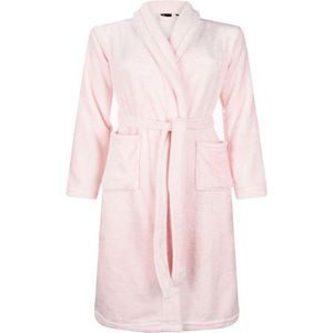 Kinderbadjas - fleece- lichtroze - sjaalkraag - maat XXL (164-176)