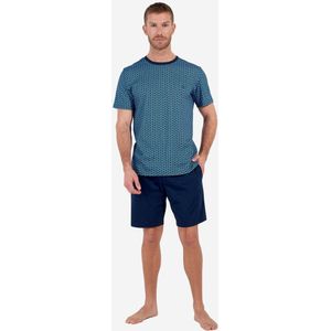 HOM - Martinez - Shortama - Geometrisch Patroon in Blauw en Turquoise