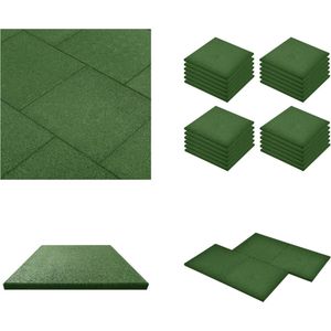 vidaXL Valtegels 24 st 50x50x3 cm rubber groen - Valmat - Valmatten - Rubberen Mat - Rubberen Vloertegel