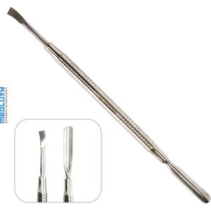MEDLUXY® Pro - Bokkepootje & Gebogen Mesje - kwaliteit RVS - totale lengte 18 cm [Cuticle Nailpusher & Bended Knife]