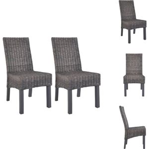 vidaXL Kubu Rattan Eetkamerstoelen - 46x61x93 cm - Bruin-Greywash - Eetkamerstoel