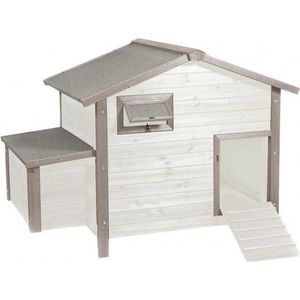 Duvo Woodland Kippenhok Met Legbak - 136x90x99 cm - Wit