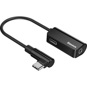Baseus - USB C naar 3.5 mm Jack + USB C - Zwart