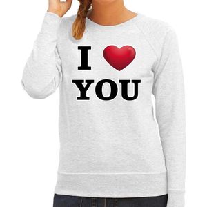 I love you sweater voor dames - grijs - Valentijn / Valentijnsdag - trui S