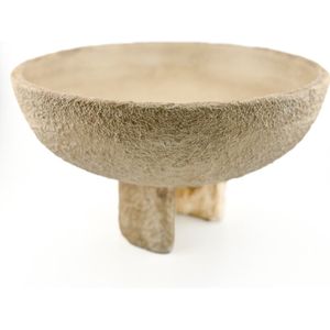HomeBound by KY | Aardewerk plateau beige | decoratie schaal | 25x25x14cm | zand kleurige plateau