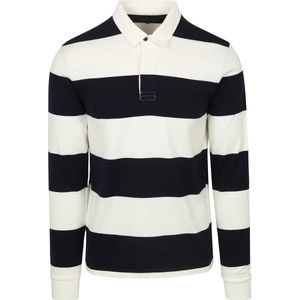 Steppin' Out Rugby Polo Streep Navy Wit - Maat M - Heren - Longsleeve polo