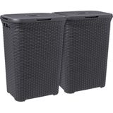 Curver Style Wasmand met Deksel - 60L - 2 stuks - Antraciet