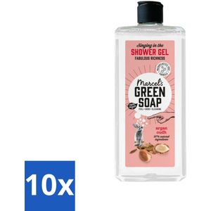 10 x Marcel's Green Soap - Douchegel - Argan & Oudh - Verzorgend & zacht - 300 ml - Douchegel Argan Oudh - Verzorgende Douchegel - Natuurlijke Douchegel - Vegan Douchegel - Biologisch Afbreekbaar