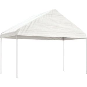 vidaXL Prieel met dak 20x4x3m Polyetheen Wit Tuin Prijzel - Overkapping Tuin - Buitendecoratie - Terrasdak - Party Tent