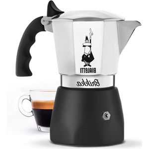 Nieuwe Brikka Moka Koffiepot - Espresso Percolator voor Warmtebronnen - 4 Kops Zwart/Zilver