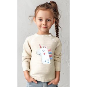 Meisjes Vest / Trui | Unicorn | Beige | Maat 80