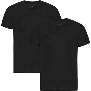 DANISH ENDURANCE 100% Merino Wol T-shirt - Lichtgewicht & Geurbestendig Ondershirt - Ronde Hals - voor Mannen - Zwart - 2 pack - Maat XXL