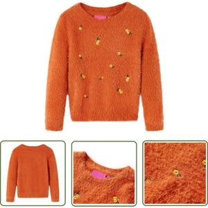 vidaXL Meisjestrui - Kindertrui - Kindertrui gebreid 92 oranjebruin - Jongenstrui - Babytruitje - Wintertrui