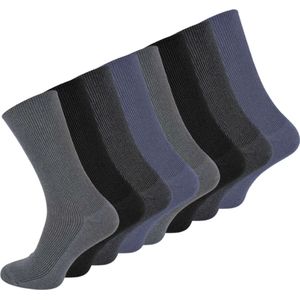 8 pack Diabetes sokken - Niet Knellend - Zonder elastische boord - Blauw/Grijs Mix - Maat 43-46