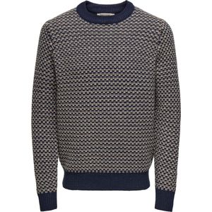 Only & Sons - Onsmusa Reg 3 Struc Crew Knit - Trui - Navy Blazer