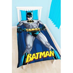 Batman - Dekbedovertrek - Eenpersoons - 135 x 200 cm - Grijs/blauw