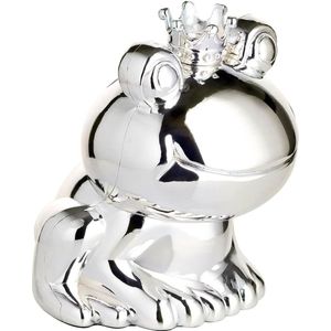 Kikkerprins spaarpot - Geldgeschenk - Verzilverd - Aanslagbestendig - 9 cm hoog