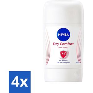 4 x NIVEA - Deostick - Droog Comfort - 72 Uur Anti-Transpirant - 50 ml - NIVEA Deodorant - Antitranspirant - Droog Comfort - 48 Uur Bescherming - Alcoholvrij