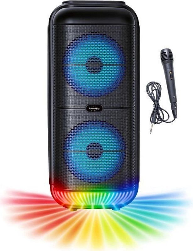 INOVALLEY - KA22-BTH - Verlichte Karaokeluidspreker - Zwart - Bluetooth V5.0