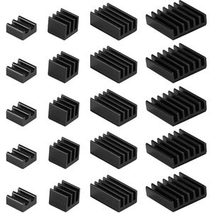 20 Stuks Aluminium Heatsinks met heat conductive tape voor Raspberry Pi 4 Model B - Zwart