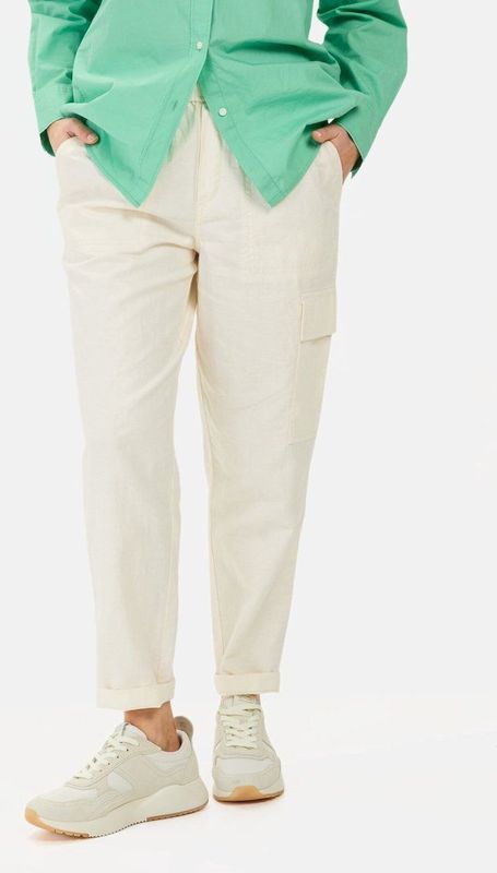 camel active Loose fit broek van linnenmix - Maat womenswear-26/30 - Botwit