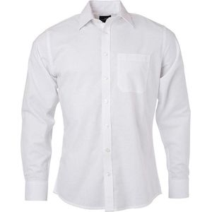 James and Nicholson Heren Longsleeve Oxford Shirt (Wit)