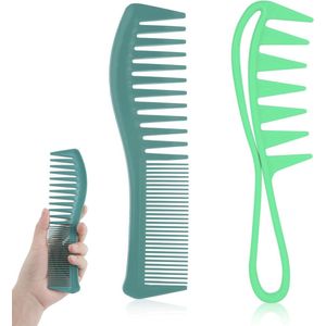 Allecto Plus - Grove Kam 2-zijdig Ontwarrende Kam Brede Tanden voor Verzorging Haarborstel Stylingtool - Dames Heren - Dun Dik Krullend Steil Haar - 2 Stuks