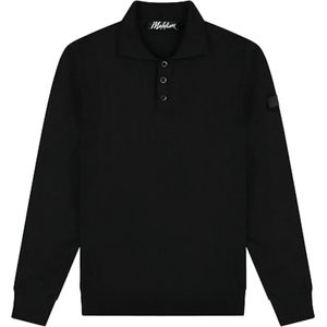 Malelions - Knitted Long Sleeve Polo - Zwart - Polo