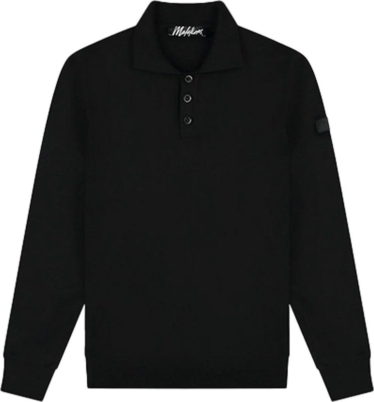 Malelions - Knitted Long Sleeve Polo - Zwart - Polo
