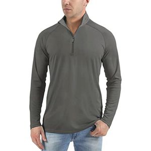 Lange Mouw Outdoor Shirt met 1/4 Rits - UV Bescherming en Sneldrogend - Zomer Tops voor Heren - Donkergrijs, XL