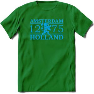 Amsterdam T-Shirt | Souvenirs Holland Kleding | Dames / Heren / Unisex Koningsdag shirt | Grappig Nederland Fiets Land Cadeau | - Donker Groen - M