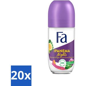 Fa - Deodorant Roller - Ipanema Nights - Maracuja & Night Jasmine - 24 uur Bescherming - 50 ml - Bulkverpakking - 20 stuks