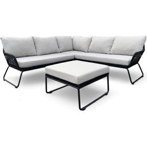 Loungeset / Hoekset Jerome Zwart incl. kussens Grijs