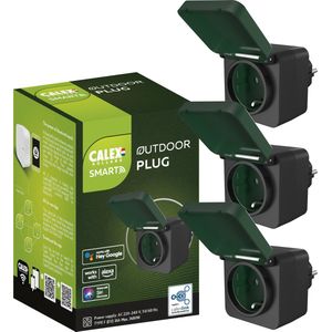 Calex Slimme Buiten Stekker - Set van 3 stuks - Smart Outdoor Plug EU - Inclusief Hub - Zwart