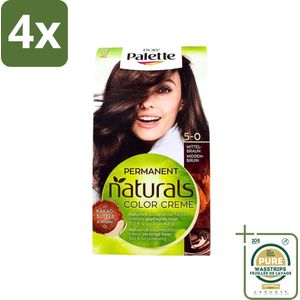 Poly Palette - Haarverf - Middenbruin 5-0 - 115ml - Voordeelverpakking - 4 stuks - Middenbruin - Grijsdekking